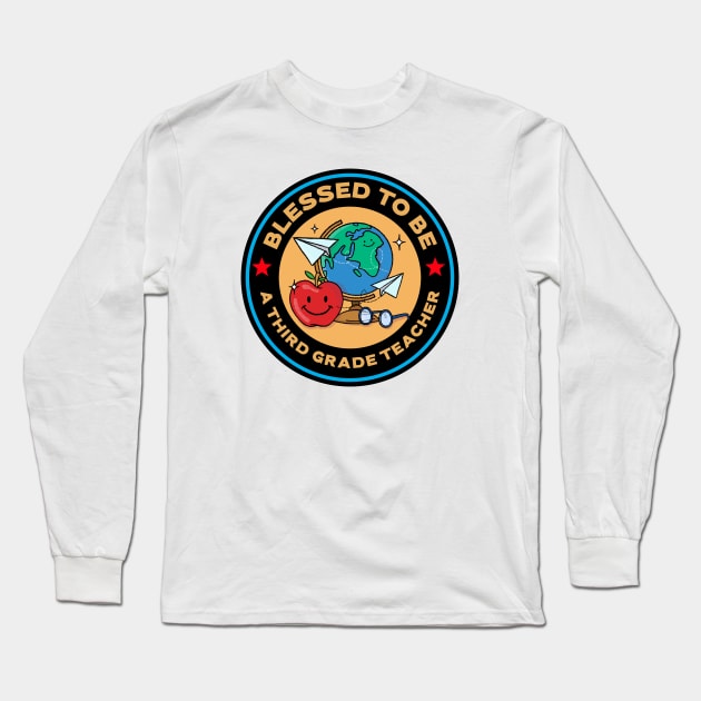 Blessed To Be A Third Grade Teacher Long Sleeve T-Shirt by Mountain Morning Graphics